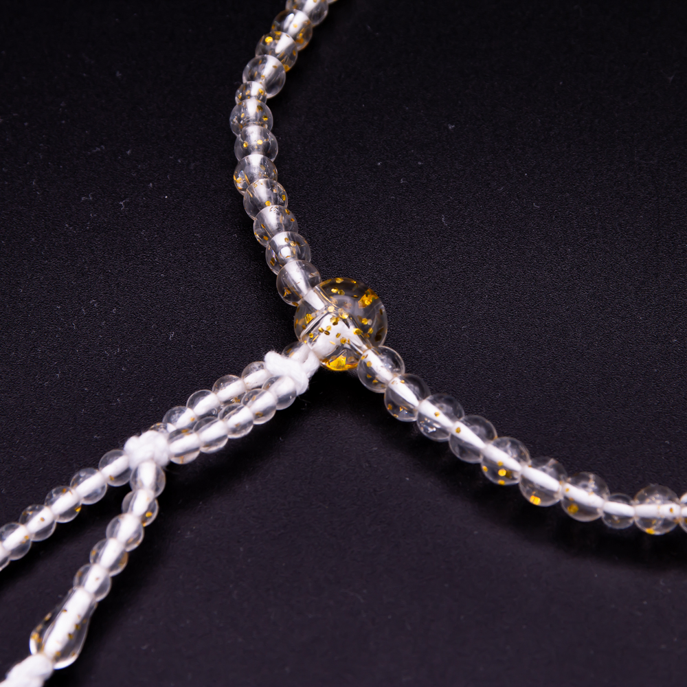 金入水晶 数珠 8寸（小・女性向け） プラスチック 綿房 創価学会念珠